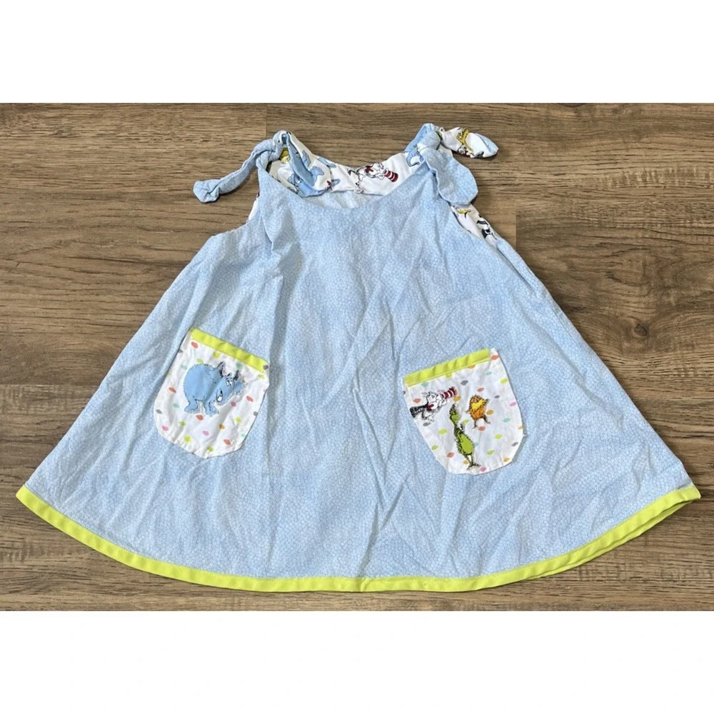 Dr. Seuss Dress Sundress Handmade Blue Size Girls 3-4T